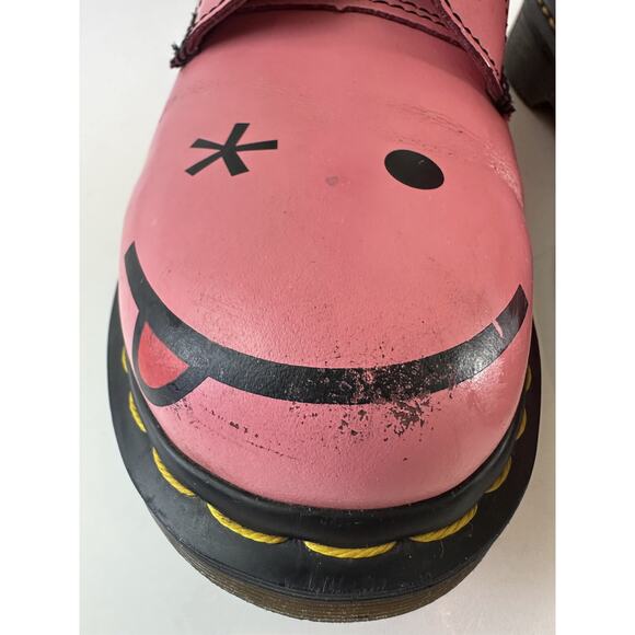 Dr Doc Martens Hincky Smiley Wink Face Acid Pink Combat Boots Lace Up Women's 9 - Picture 5 of 16